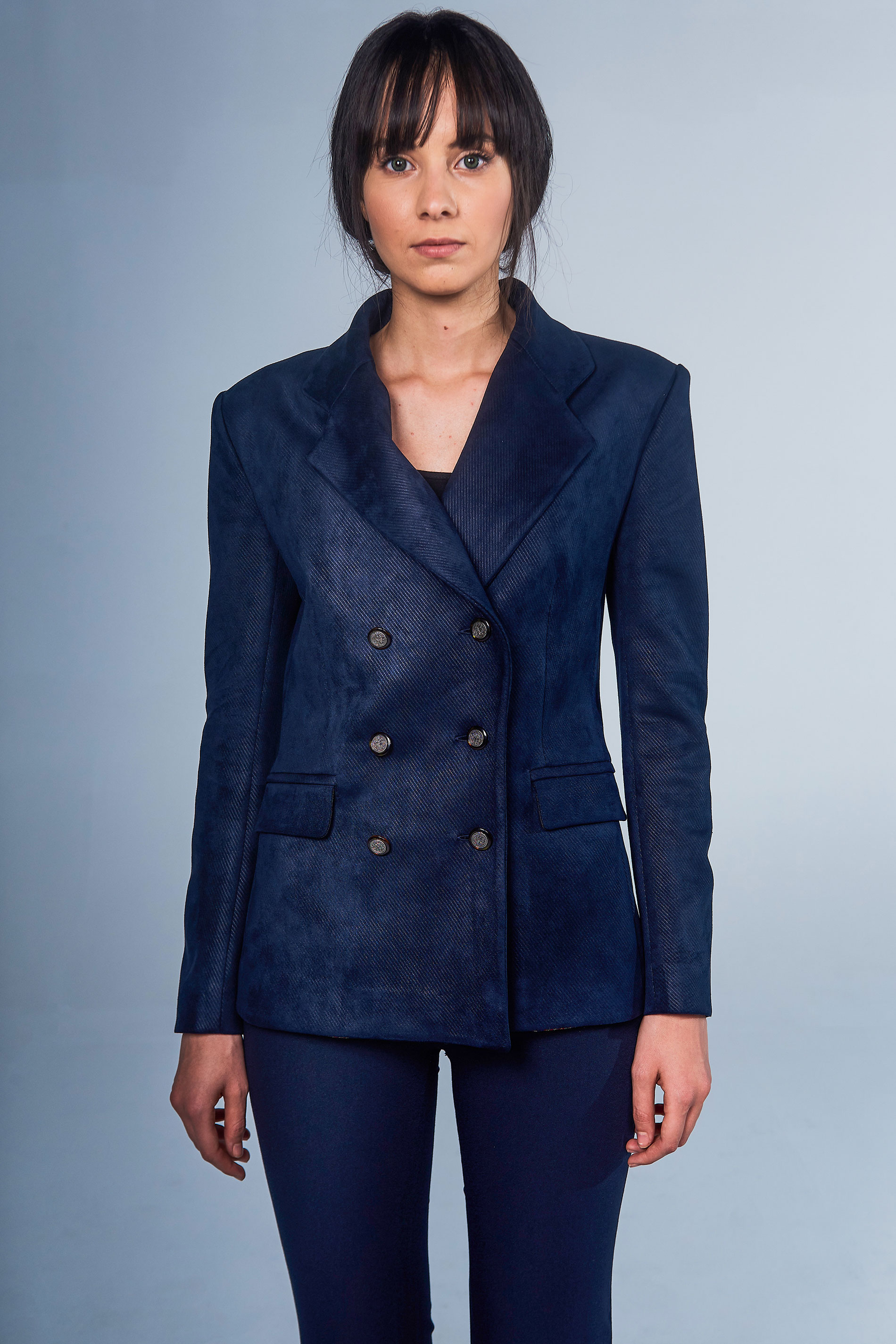 Blue night double-breasted blazer