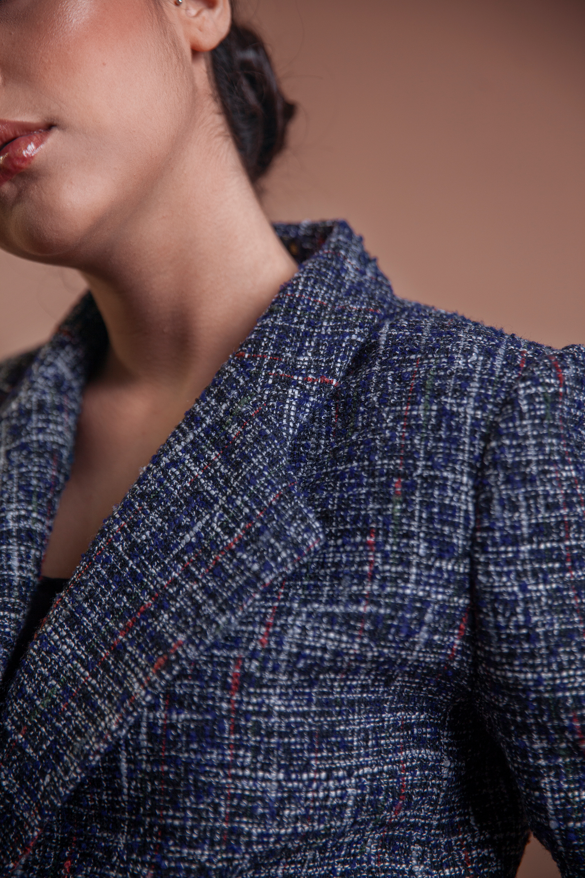 Double-breasted tweed blazer