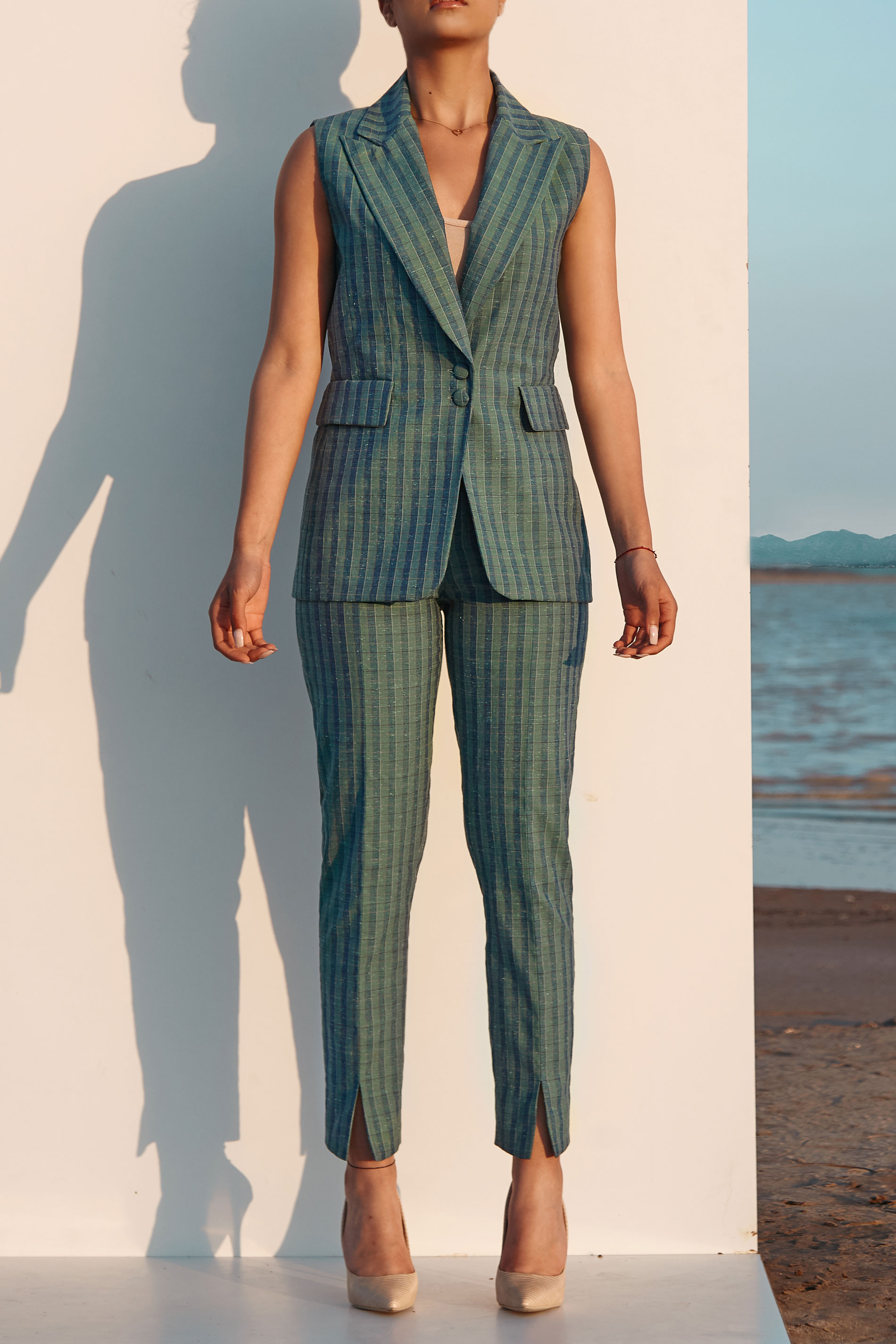 Green Striped Suit