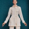 Light ivory belted trench jacket
