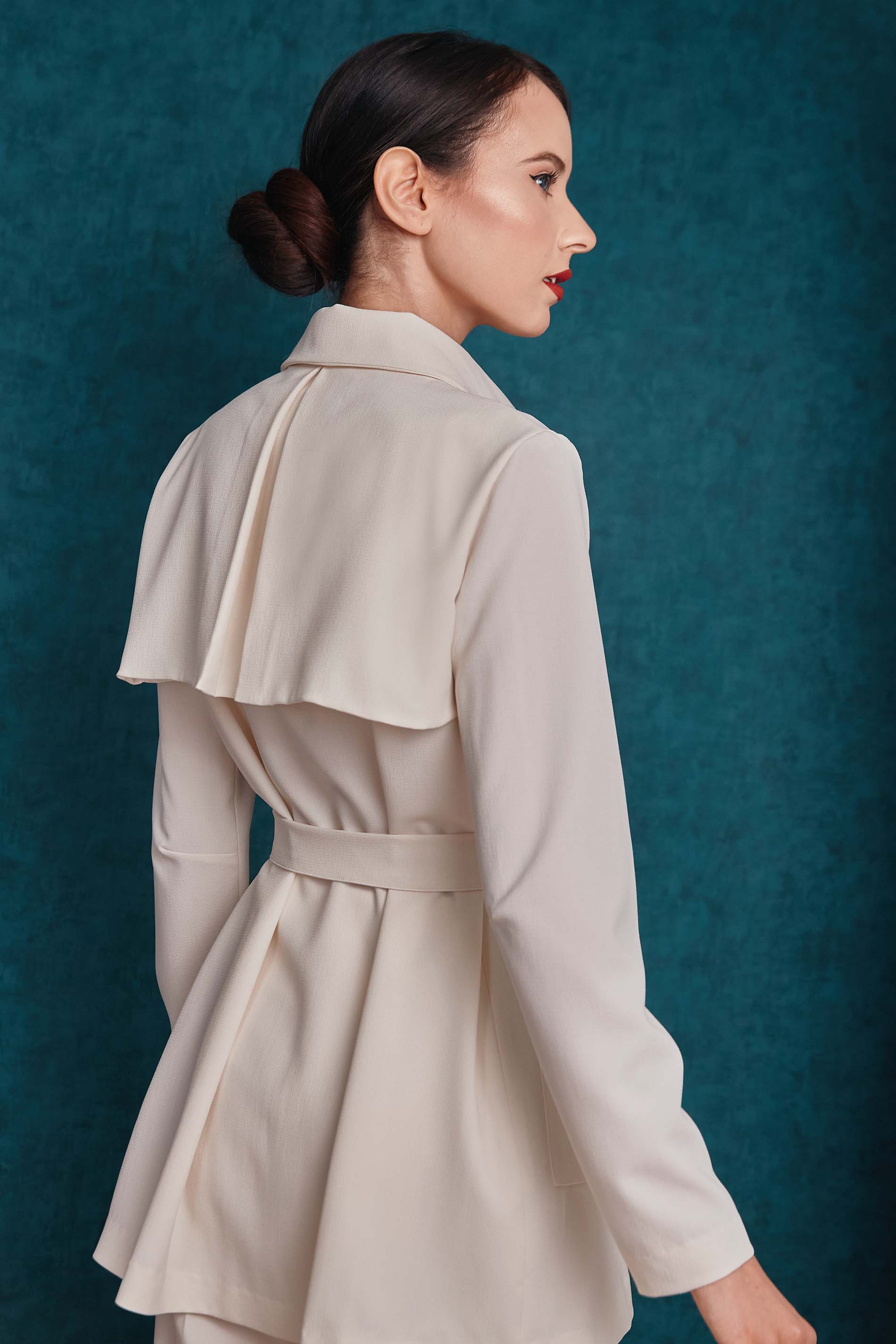 Light ivory belted trench jacket