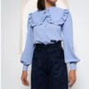 Glamorous Shirt In Blue With peter pan frill collar