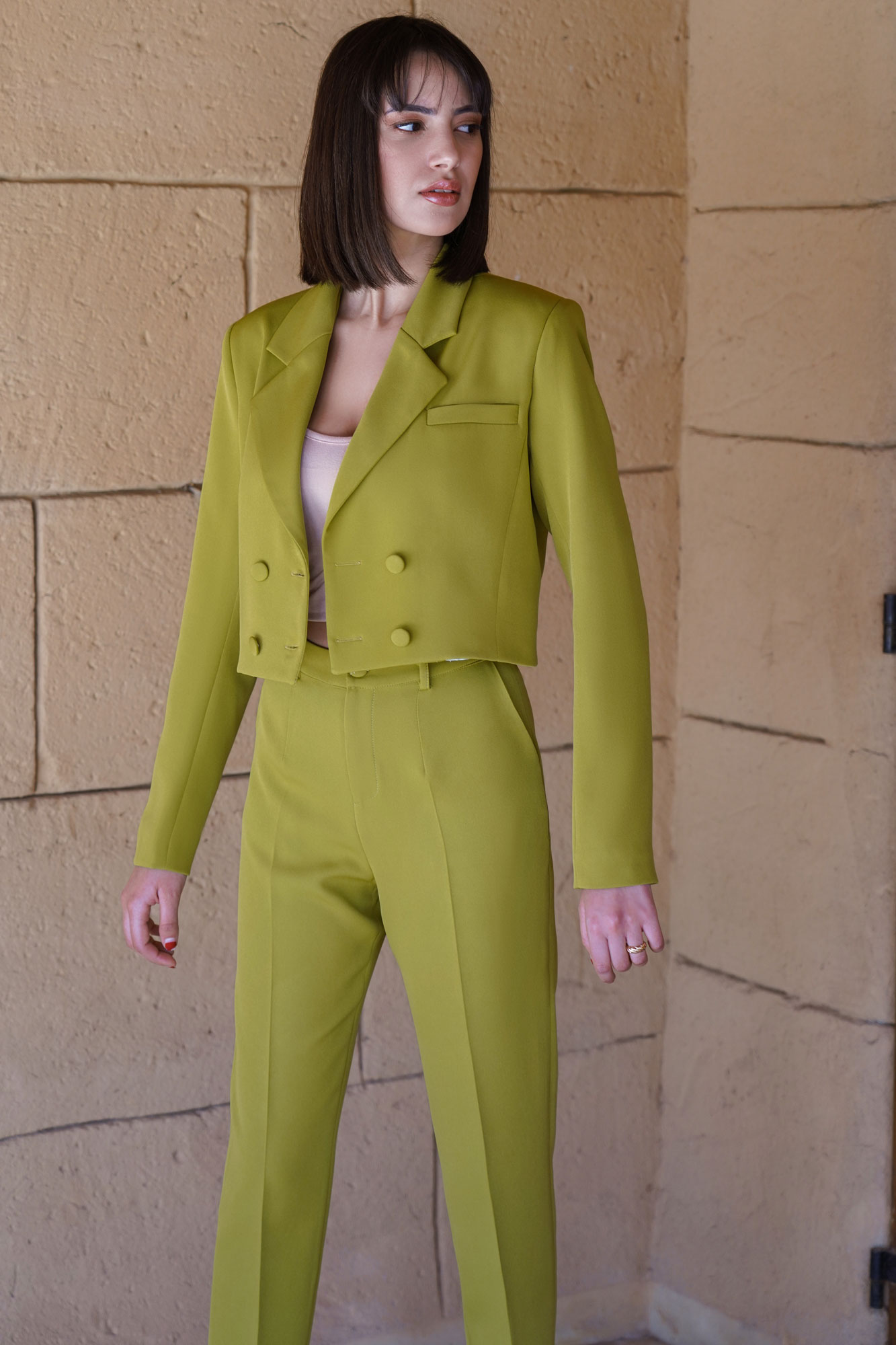 Green Croped Tailoring Blazer