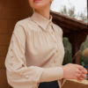 Ivory Puff Sleeve Shirt With Buttons