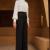 Two Pieces Cornsilk Shirt With Buttons And Black Pants